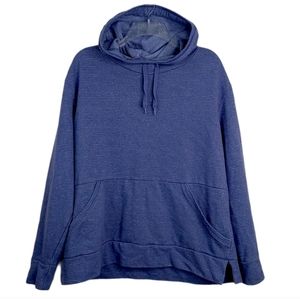 Champion Lite Pale Blue Heather Stripe Drawstring Pullover Hoodie Womens Size XL